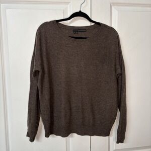 360 Cashmere Sweater Womens M Brown 100% Cashemre Knit Pullover Neutral Minimal